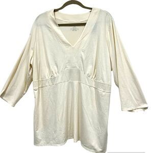 NWT Lane Bryant 3/4 sleeve V-neck cream off white top size 22-24